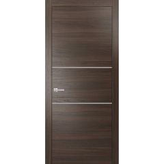 Modern Solid Interior Door with Handle | Planum 0110 Chocolate Ash | Single Regural Panel Frame Trims | Bathroom Bedroom Sturdy Doors