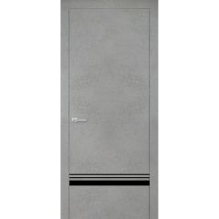 Modern Wood Interior Door with Hardware | Planum 0012 Concrete | Single Panel Frame Trims | Bathroom Bedroom Sturdy Doors