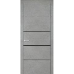 Modern Wood Interior Door with Hardware | Planum 0015 Concrete | Single Panel Frame Trims | Bathroom Bedroom Sturdy Doors