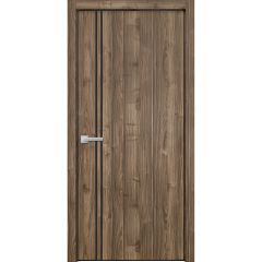 Modern Wood Interior Door with Hardware | Planum 0016 Walnut | Single Panel Frame Trims | Bathroom Bedroom Sturdy Doors