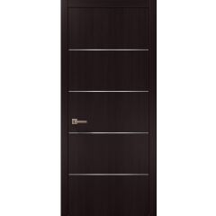 Modern Wood Interior Door with Hardware | Planum 0020 Wenge 36" x 80" | Single Panel Frame Trims | Bathroom Bedroom Sturdy Doors