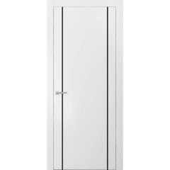 Modern Solid Interior Door with Handle | Planum 0017 White Silk | Single Regural Panel Frame Trims | Bathroom Bedroom Sturdy Doors-18" x 80"-Butterfly