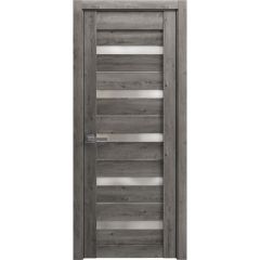 Solid French Door | Quadro 4445 Nebraska Grey with Frosted Glass | Single Regular Panel Frame Trims Handle | Bathroom Bedroom Sturdy Doors 