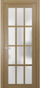 Solid French Door Frosted Glass | Felicia 3312 Honey Ash 24" x 80" | Single Regular Panel Frame Trims Handle | Bathroom Bedroom Sturdy Doors