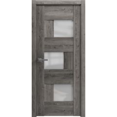 Solid French Door Frosted Glass | Sete 6933 Nebraska Grey | Single Regular Panel Frame Trims Handle | Bathroom Bedroom Sturdy Doors 