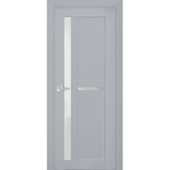 Interior Solid French Door | Veregio 7288 Matte Grey with Frosted Glass | Single Regular Panel Frame Trims Handle | Bathroom Bedroom Sturdy Doors 