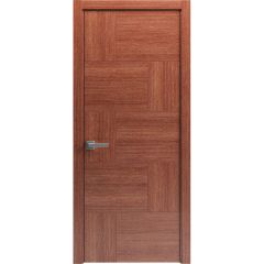 Modern Wood Interior Door with Hardware | Riviera 9015 Walnut | Single Panel Frame Trims | Bathroom Bedroom Sturdy Doors - 16" x 78"