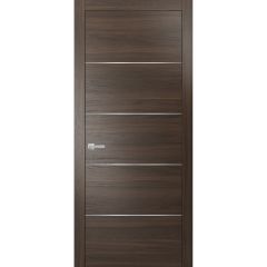 Modern Wood Interior Door with Hardware | Planum 0020 Chocolate Ash | Single Pre-hung Panel Frame Trims | Bathroom Bedroom Sturdy Doors