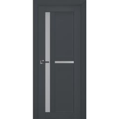 Interior Solid French Door | Veregio 7288 Antracite with Frosted Glass | Single Regular Panel Frame Trims Handle | Bathroom Bedroom Sturdy Doors 