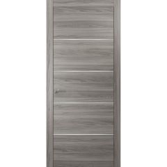 Modern Wood Interior Door with Hardware | Planum 0020 Ginger Ash | Single Pre-hung Panel Frame Trims | Bathroom Bedroom Sturdy Doors