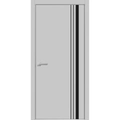 Modern Wood Interior Door with Hardware | Planum 0011 Matte Grey and Aluminum Strips | Single Panel Frame Trims | Bathroom Bedroom Sturdy Doors