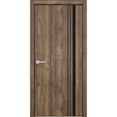 Modern Wood Interior Door with Hardware | Planum 0011 Walnut and Aluminum Strips | Single Panel Frame Trims | Bathroom Bedroom Sturdy Doors