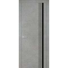 Modern Wood Interior Door with Hardware | Planum 0011 Concrete and Aluminum Strips | Single Panel Frame Trims | Bathroom Bedroom Sturdy Doors