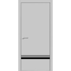 Modern Wood Interior Door with Hardware | Planum 0012 Matte Grey and Aluminum Strips | Single Panel Frame Trims | Bathroom Bedroom Sturdy Doors