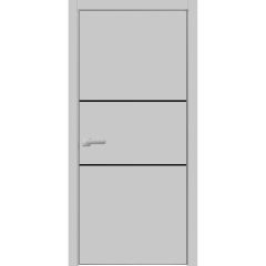 Modern Wood Interior Door with Hardware | Planum 0014 Matte Grey and Aluminum Strips | Single Panel Frame Trims | Bathroom Bedroom Sturdy Doors