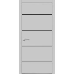 Modern Wood Interior Door with Hardware | Planum 0015 Matte Grey and Aluminum Strips | Single Panel Frame Trims | Bathroom Bedroom Sturdy Doors