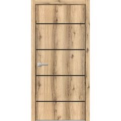 Modern Wood Interior Door with Hardware | Planum 0015 Oak and Aluminum Strips | Single Panel Frame Trims | Bathroom Bedroom Sturdy Doors