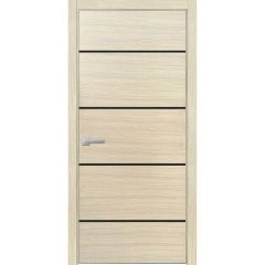Modern Wood Interior Door with Hardware | Planum 0015 Natural Veneer and Aluminum Strips | Single Panel Frame Trims | Bathroom Bedroom Sturdy Doors