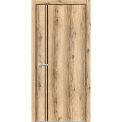 Modern Wood Interior Door with Hardware | Planum 0016 Oak and Aluminum Strips | Single Panel Frame Trims | Bathroom Bedroom Sturdy Doors