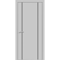 Modern Wood Interior Door with Hardware | Planum 0017 Matte Grey and Aluminum Strips | Single Panel Frame Trims | Bathroom Bedroom Sturdy Doors