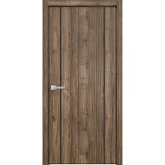 Modern Wood Interior Door with Hardware | Planum 0017 Walnut and Aluminum Strips | Single Panel Frame Trims | Bathroom Bedroom Sturdy Doors