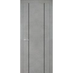 Modern Wood Interior Door with Hardware | Planum 0017 Concrete and Aluminum Strips | Single Panel Frame Trims | Bathroom Bedroom Sturdy Doors-18" x 80"