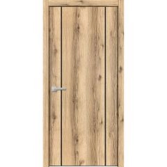 Modern Wood Interior Door with Hardware | Planum 0017 Oak and Aluminum Strips | Single Panel Frame Trims | Bathroom Bedroom Sturdy Doors-18" x 80"