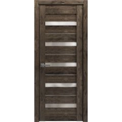 Solid French Door | Quadro 4445 Cognac Oak with Frosted Glass | Single Regular Panel Frame Trims Handle | Bathroom Bedroom Sturdy Doors 