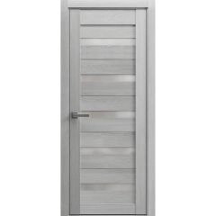 Solid French Door | Quadro 4445 Light Grey Oak with Frosted Glass | Single Regular Panel Frame Trims Handle | Bathroom Bedroom Sturdy Doors 