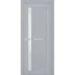 Interior Solid French Door | Veregio 7288 Matte Grey with Frosted Glass | Single Regular Panel Frame Trims Handle | Bathroom Bedroom Sturdy Doors 