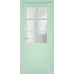 Interior Solid French Door | Veregio 7339 Oliva with Frosted Glass | Single Regular Panel Frame Trims Handle | Bathroom Bedroom Sturdy Doors 