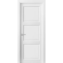 Pantry Kitchen 3-Panels Door with Hardware | Lucia 2661 White Silk | Single Panel Frame Trims | Bathroom Bedroom Sturdy Doors 