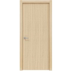 Modern Wood Interior Door with Hardware | Planum 0010 Vertical Natural Veneer | Single Panel Frame Trims | Bathroom Bedroom Sturdy Doors