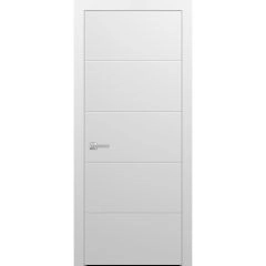 Modern Wood Interior Door with Hardware | Planum 0770 Painted White Matte | Single Panel Frame Trims | Bathroom Bedroom Sturdy Doors
