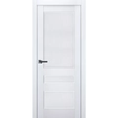 Interior Solid French Door | Veregio 7411 White Silk | Single Regular Panel Frame Trims Handle | Bathroom Bedroom Sturdy Doors 
